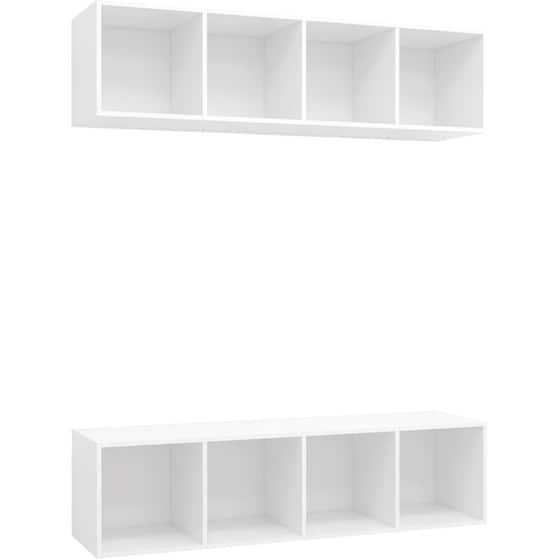 Έπιπλα Τηλεόρασης VidaXL Μοριοσανίδα 2 Τμχ 37x37x142.5cm - Λευκό image 0