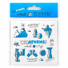 Αυτοκόλλητο Τοίχου WhatAthens Κολάζ 6x6 cm - Γαλάζιο