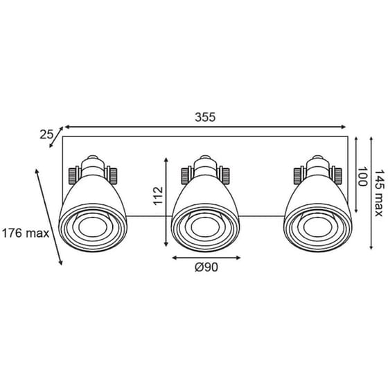 Σποτ Τρίφωτο Aca Dino Ar1823w36wt Μεταλλικό - Λευκό image 1