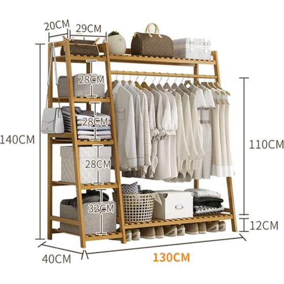 Κρεμάστρα Ράγα Ρούχων Ξύλινη 130x40x140 cm - Καφέ image 1