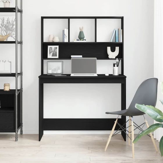 Γραφείο VidaXL με Ράφια από Τεχνητό Ξύλο 102x45x148 cm - Μαύρη Δρυς image 1
