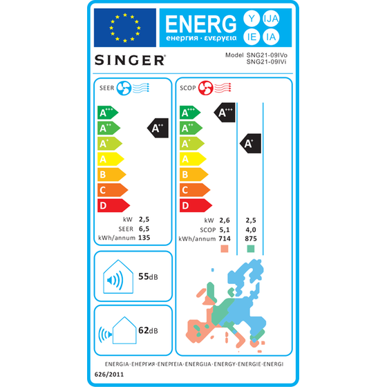SINGER SNG21-09IV Κλιματιστικό Inverter 9.000 BTU A++/A+++ image 1