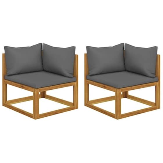 Καναπέδες VidaXL Γωνιακοί  Τμηματικοί  2 τμχ από Μασίφ Ξύλο Ακακίας 70x70x60 cm - Γκρι image 0