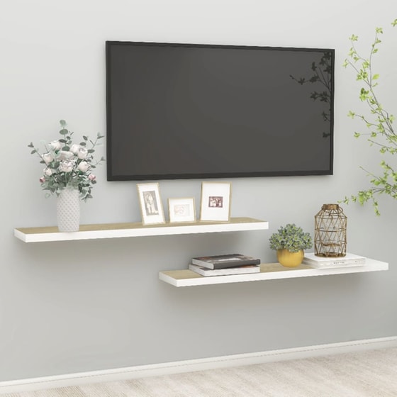 Ράφια Τοίχου VidaXL από MDF 120x23.5x3.8cm 2 Τμχ - Λευκό/Μπεζ image 1