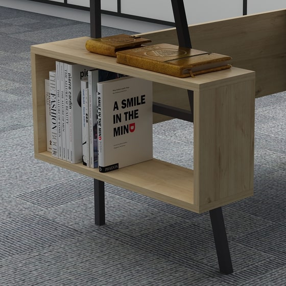 Γραφείο Βιβλιοθήκη 24Mall Toccare Μεταλλικό 120x60x73.8cm - Μπεζ/Ανθρακί image 3