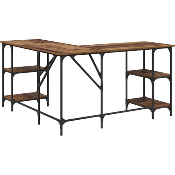 Γραφείο VidaXL από Επεξεργασμένο Ξύλο 139x139x75 cm - Παλιό Ξύλο image 6