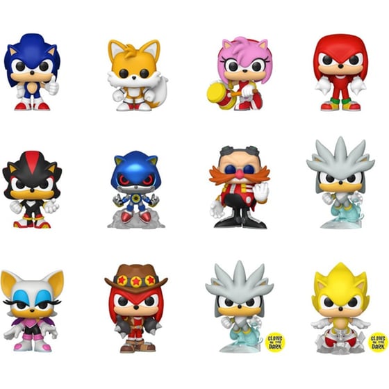 Funko Mystery Minis: Sonic The Hedgehog - Sonic, Tails, Amy, Knuckles, Shadow, Metal Sonic, Dr. Eggman, Silver, Rouge, Treasure Hunter Knuckles, Silver (Glows), Super Sonic (Glows) (Blind Box/Random) Vinyl Figures image 2