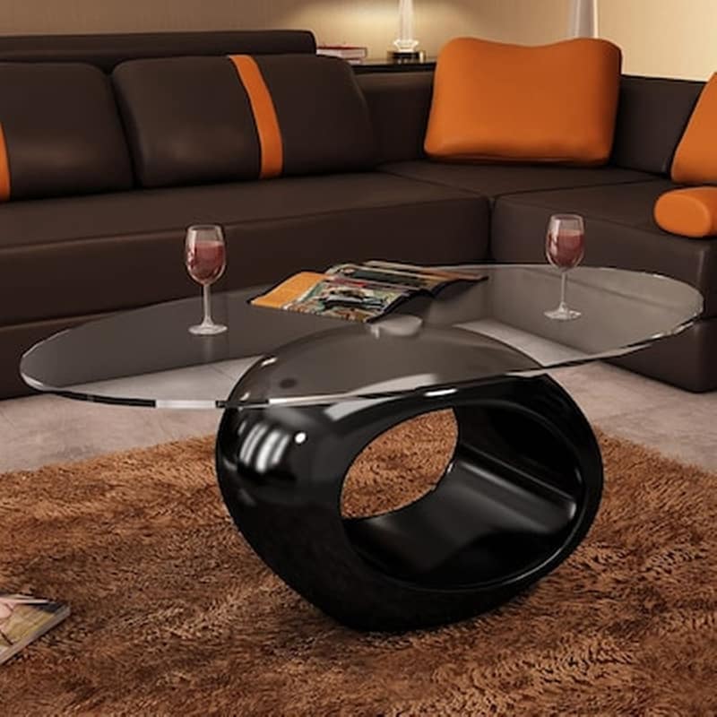 Τραπεζάκι Σαλονιού VidaXL από Ψημένο Γυαλί 115x65x40cm - Μαύρο