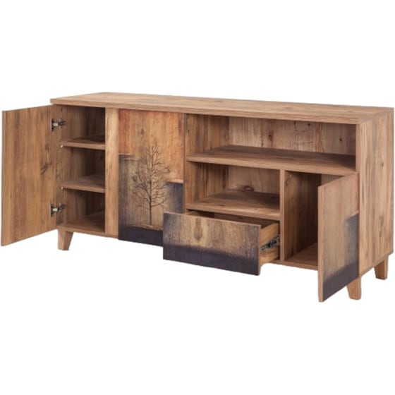 Έπιπλο Τηλεόρασης 24Mall Mare Atlantic Pine από Μοριοσανίδα 160x45x65 cm - Καφέ/Μαύρο image 4