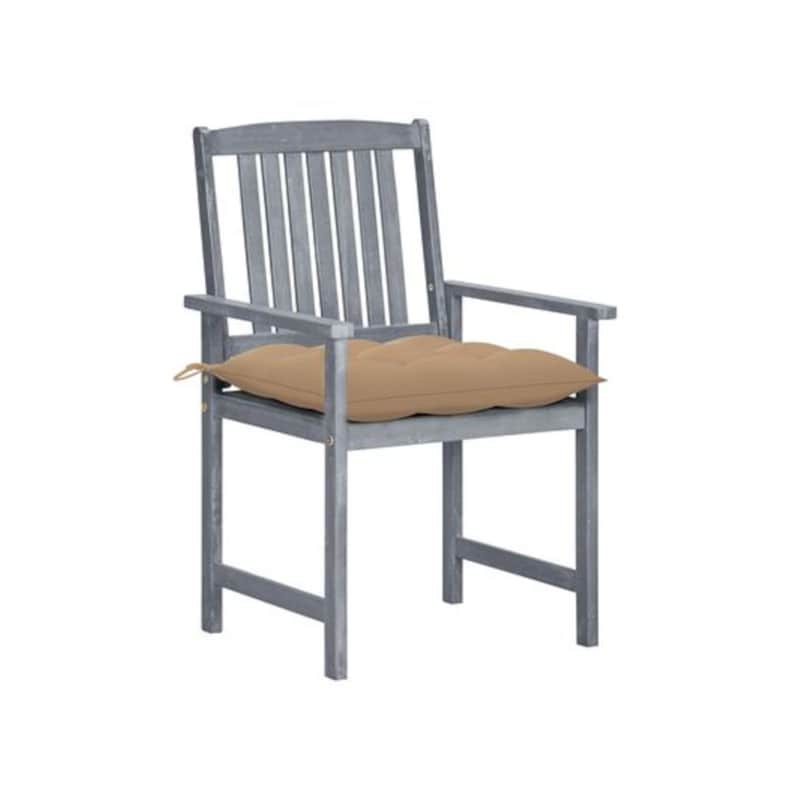 Σετ Καρέκλες κήπου VIidaXL Ξύλινες 4 τμχ- Γκρι/Μπεζ