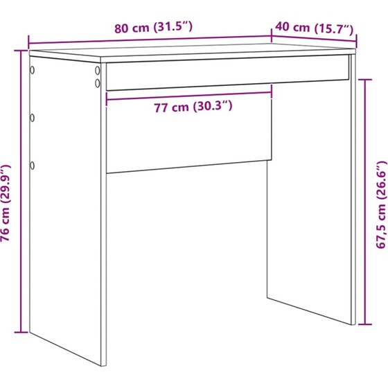 Γραφείο VidaXL 80x40x76 cm - Λευκό image 9