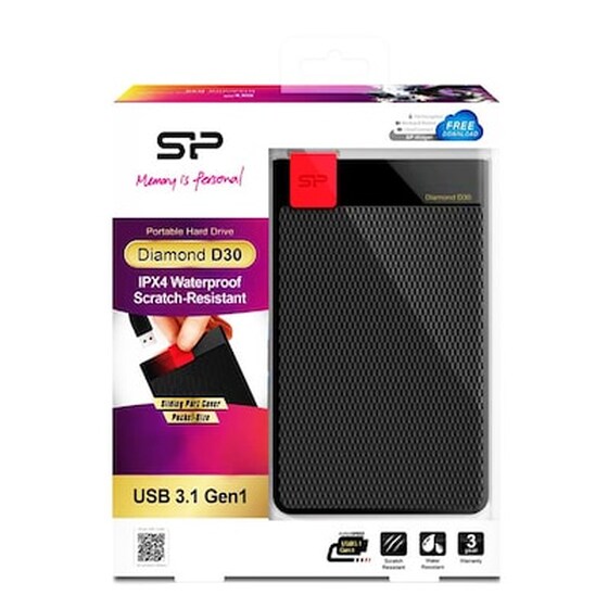 Silicon Power Diamond D30 D3l USB 3.1 HDD 4TB 2.5" - Μαύρο image 1