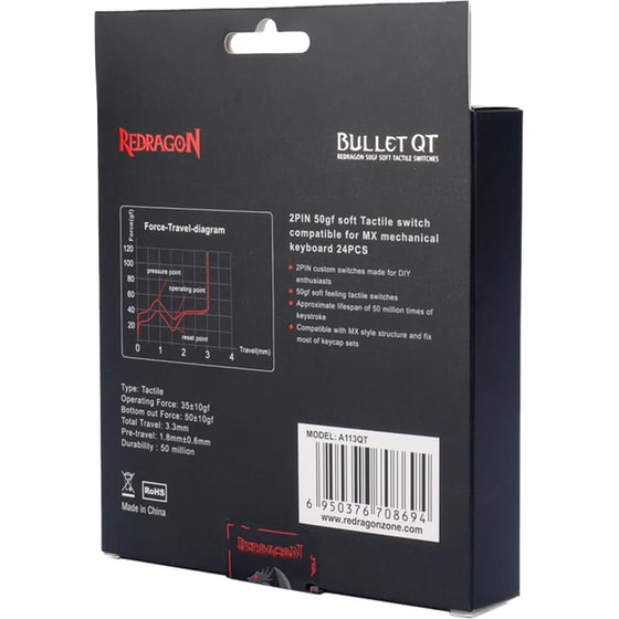 Κιτ Μηχανικών Διακοπτών Πληκτρολογίου Redragon A113 Bullet-QT Tactile Mechanical Switch image 6