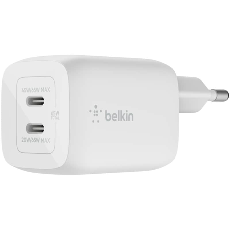 Φορτιστής Πρίζας Belkin Boost Charge Pro Dual Usb-C GaN 65W - White