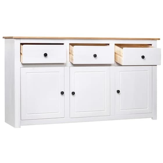 Vidaxl Μπουφές Λευκός 135x40x80 Εκ. Από Μασίφ Ξύλο Πεύκου Σειρά Panama image 3