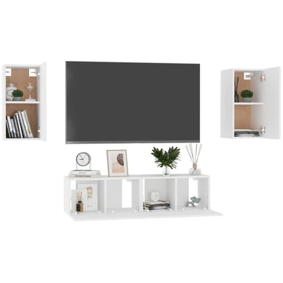 Έπιπλα Τηλεόρασης VidaXL Μοριοσανίδα 4 Τμχ 60x30x30cm - Λευκό image 1