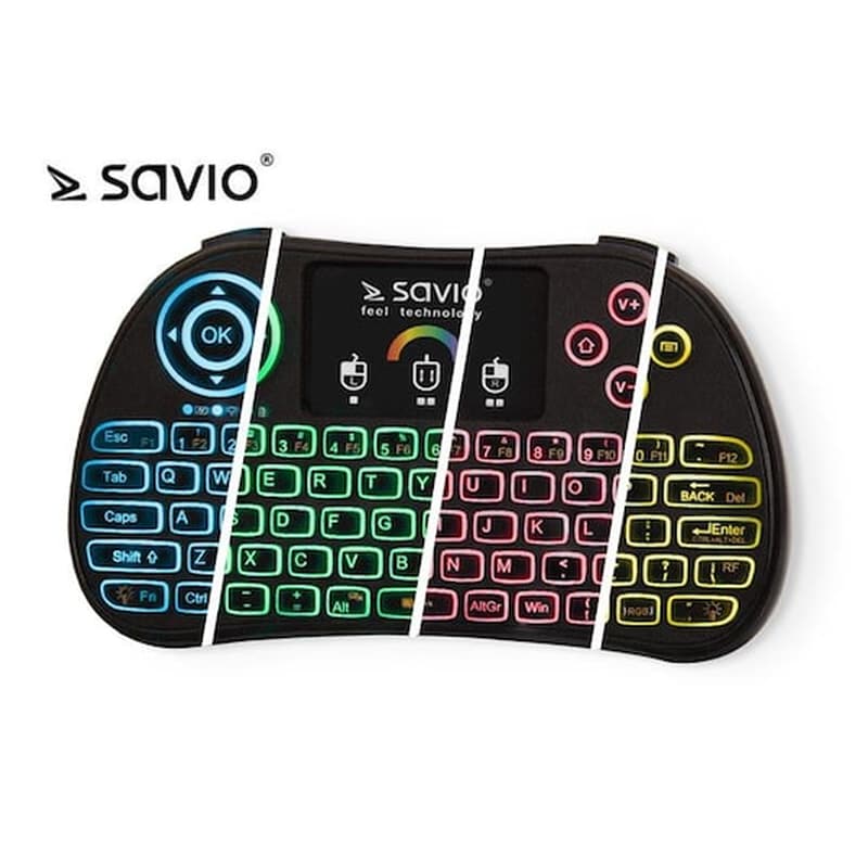 Savio KW-03 Ασύρματο Πληκτρολόγιο με Touchpad (US)