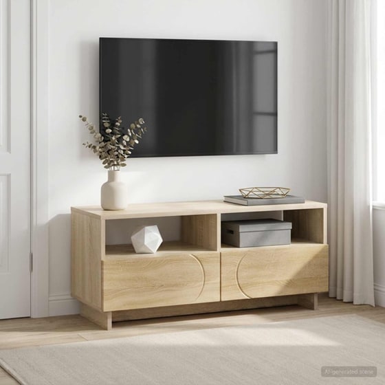 Βάση Τηλεόρασης VidaXL από Επεξεργασμένο Ξύλο 90x34.5x40 cm - Γκρι Σκυροδέματος image 2