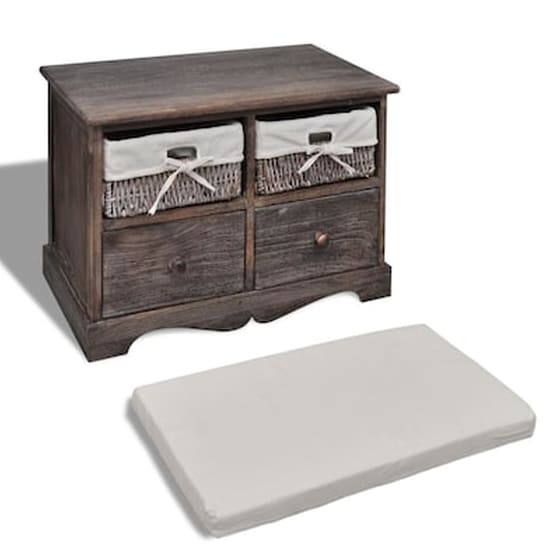 Vidaxl Πάγκος Με Αποθηκευτικό Χώρο Καφέ 62x33x42 Εκ. Ξύλο Παυλώνιας image 3