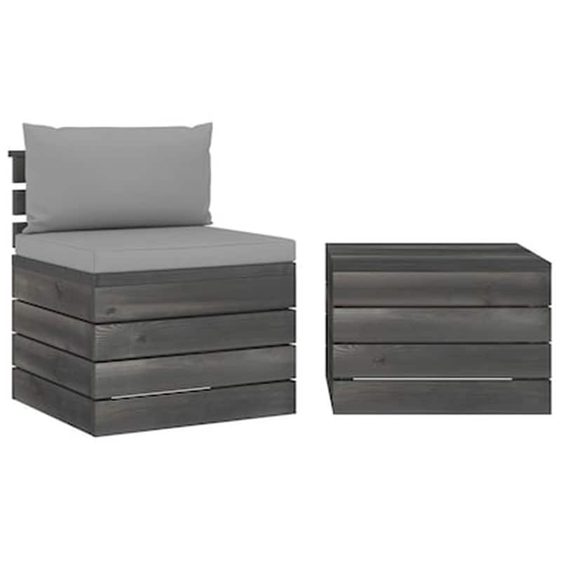 Σαλόνι Κήπου Από Παλέτες Vidaxl 2 Τμχ. Μασίφ Ξύλο Πεύκου Με Μαξιλάρια VIDAXL