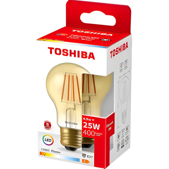 Λάμπα LED Toshiba Filament A60 E27 4.5W 2200K - Θερμό Λευκό image 2