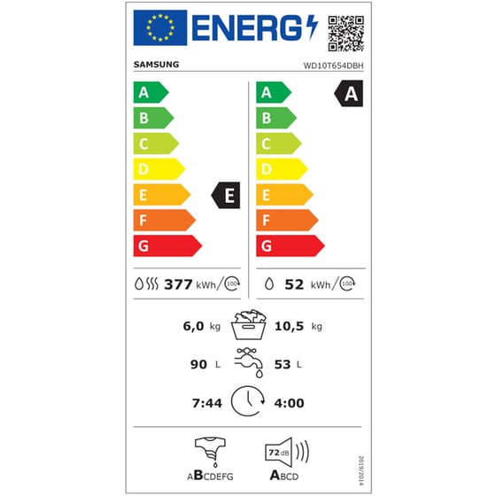 Πλυντήριο - Στεγνωτήριο Ρούχων SAMSUNG WD10T654DBH/S6 10.5kg/6kg Ατμού 1.400 Στροφές με Wi-Fi - Λευκό image 8