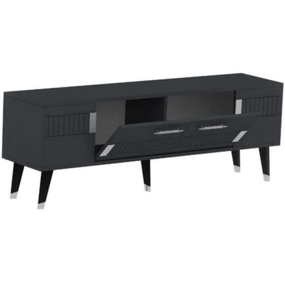 Έπιπλο Τηλεόρασης 24Mall Moda από Μοριοσανίδα 150x35x53.2 cm - Ανθρακί/Ασημί image 0