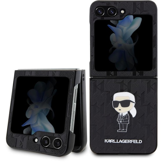 Θήκη Samsung Galaxy Z Flip 5 - Karl Lagerfeld Saffiano Monogram Ikonik - Black image 0