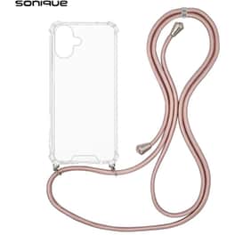 Θήκη Σιλικόνης Με Κορδόνι Sonique Armor Clear Apple Iphone 16 Plus Ροζ Χρυσό Σατινέ