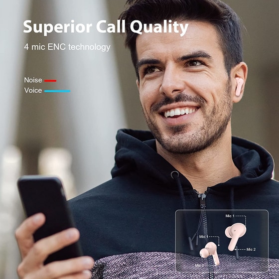 Ακουστικά Bluetooth QCY T13 NC - Ροζ image 9