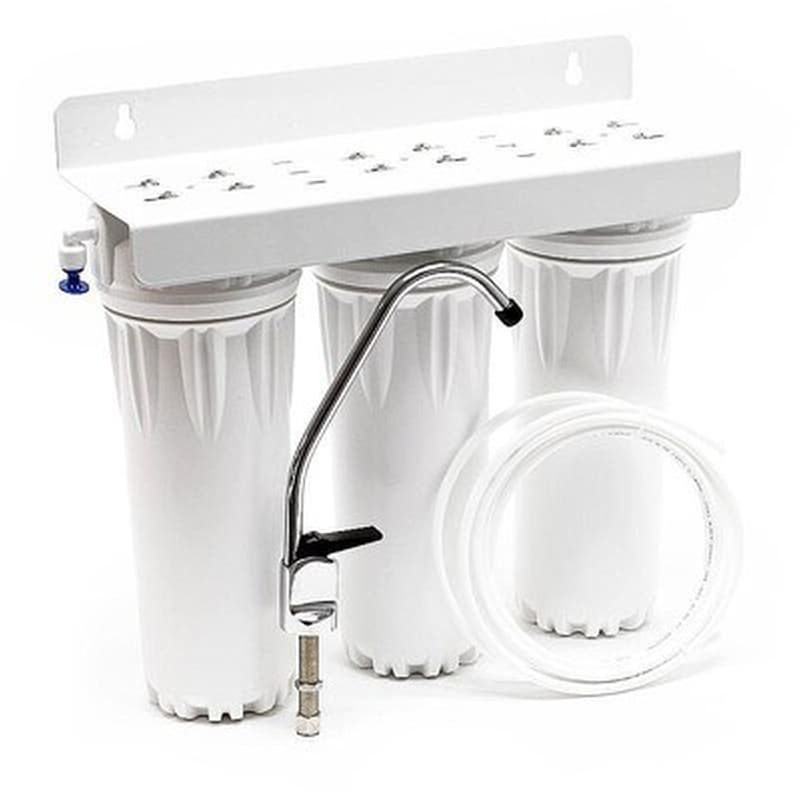 QWATERFILTERS Φίλτρο Κάτω Πάγκου Τριπλό + Ανταλλακτικά + Βρυσάκι