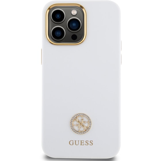 Guess  Quot;4g Strass Logo Collection Quot; Case Θήκη Προστασίας Από Σιλικόνη – Iphone 15 Pro Max (white – Guhcp15xm4dgph) image 0