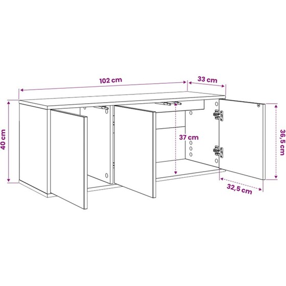 Έπιπλο Τηλεόρασης VidaXL KIEL Επιτοίχιο 102 x 33 x 40 cm - Μαύρη Δρυς image 7