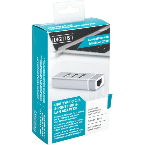 Digitus DA-70253 USB Hub 4-Port USB 2.0 συμβατό με USB-C image 5
