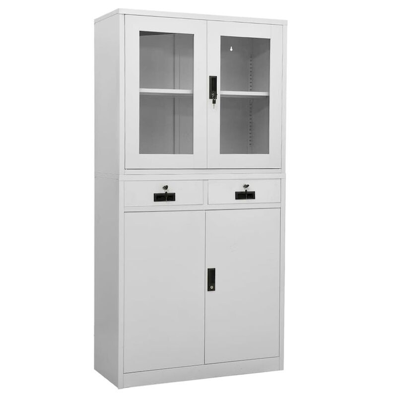 Ντουλάπα Γραφείου Vidaxl Ατσάλινη 90x40x180cm - Ανοιχτό Γκρι