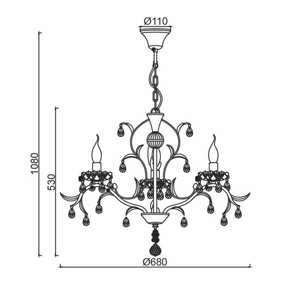 Πολυέλαιος Οροφής Aca Sardinia Dl9343pwg Μεταλλικός 68x68x53 cm - Λευκός/Χρυσός image 1