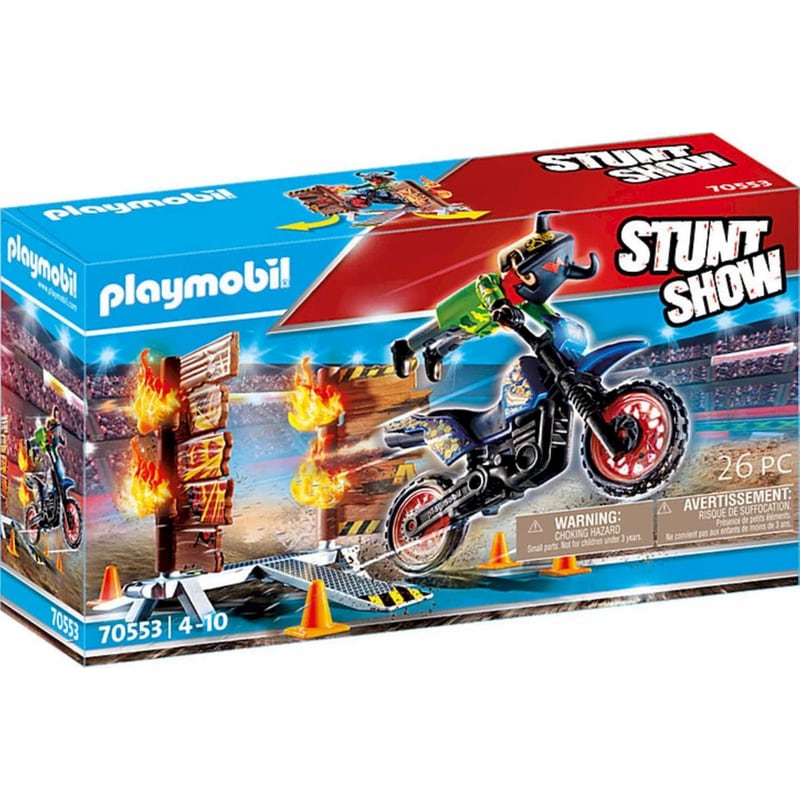 PLAYMOBIL PLAYMOBIL® Stunt Show Μηχανή Motorcross με Φλεγόμενο Τοίχο (70553)