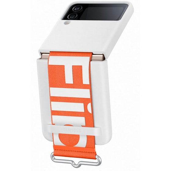 Θήκη Σιλικόνης Samsung Galaxy Z Flip 4 με Strap - Λευκό image 3
