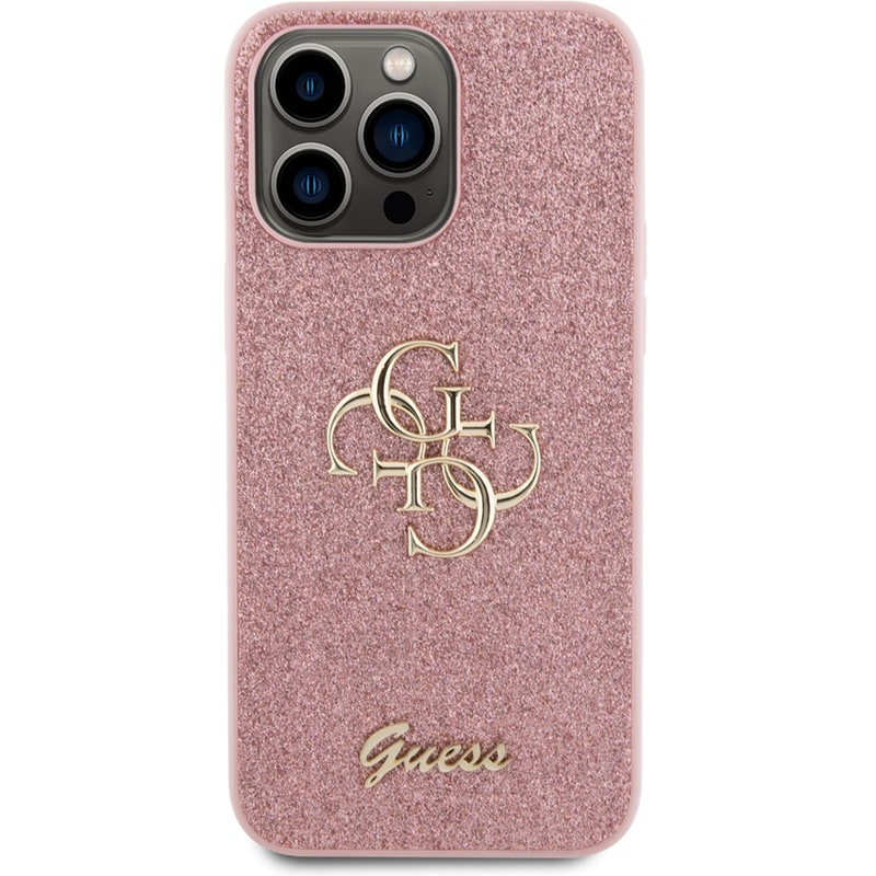 Guess Fixed Glitter 4g Logo Case Θήκη Προστασίας Από Σιλικόνη – Iphone 15 Pro Max (pink – Guhcp15xhg4sgp)