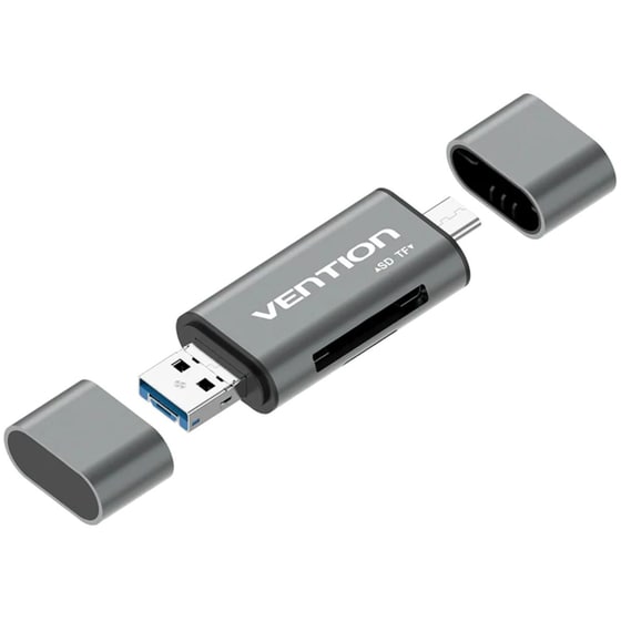 Card Reader Vention CCHH0 2 in 1 USB 3.0/Micro USB - Γκρι image 0