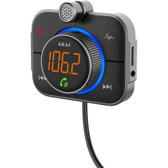 Συσκευή FM Transmitter και Φορτιστής Αυτοκινήτου Akai FMT-95BT - Μαύρο image 2