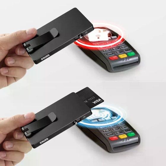 Θήκη Καρτών Valenta Αλουμινίου με Κλιπ Money Black image 7