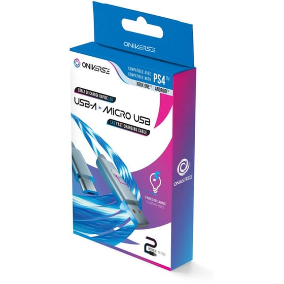 Καλώδιο Δεδομένων & Φόρτισης Oniverse με LED USB-A to Micro USB 2m - White image 3