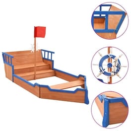 Vidaxl Αμμοδόχος Πειρατικό Καράβι 190x94.5x101cm Ξύλινη - Καφέ/ Μπλε
