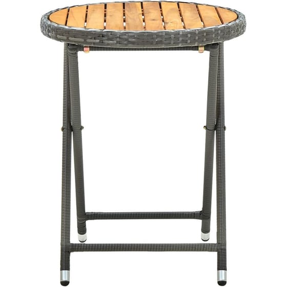 Τραπέζι Εξωτερικού Χώρου Πτυσσόμενο VidaXL από Ρατάν/Ξύλο φ60x75 cm - Γκρι image 1