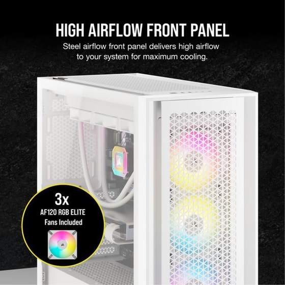 Corsair Mid Tower Atx Case 5000d Rgb Windowed Airflow Tempered Glass - White - Cc-9011243-ww image 2