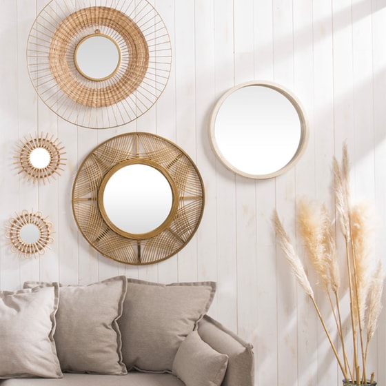 Διακοσμητικός Καθρέφτης Τοίχου Spitishop από Μπαμπού Φ89x2 cm - Καφέ image 1