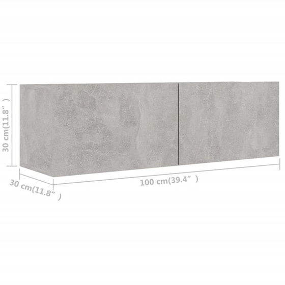 Έπιπλα Τηλεόρασης VidaXL από Μοριοσανίδα 2 Τμχ 100x30x30cm - Γκρι image 6