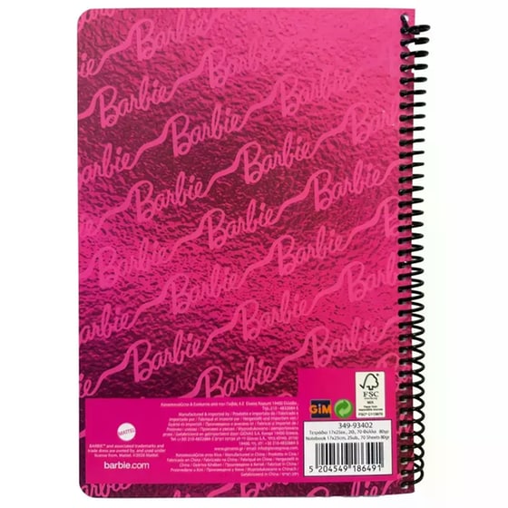 Τετράδιο Σπιράλ Gim 2 Θεμάτων 70 Φύλλων Barbie Pink-Purple image 1