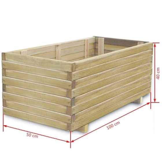 Vidaxl Ζαρντινιέρα Υπερυψωμένη Ορθογώνια 100 X 50 X 40 Εκ. Ξύλινη image 3
